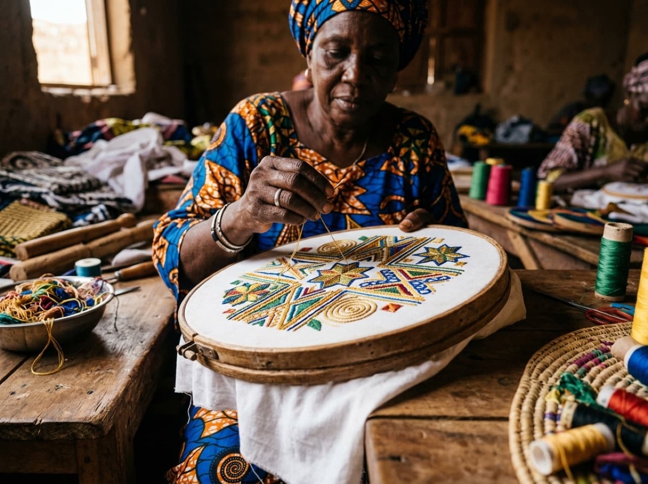 Broderie — prestataire au travail