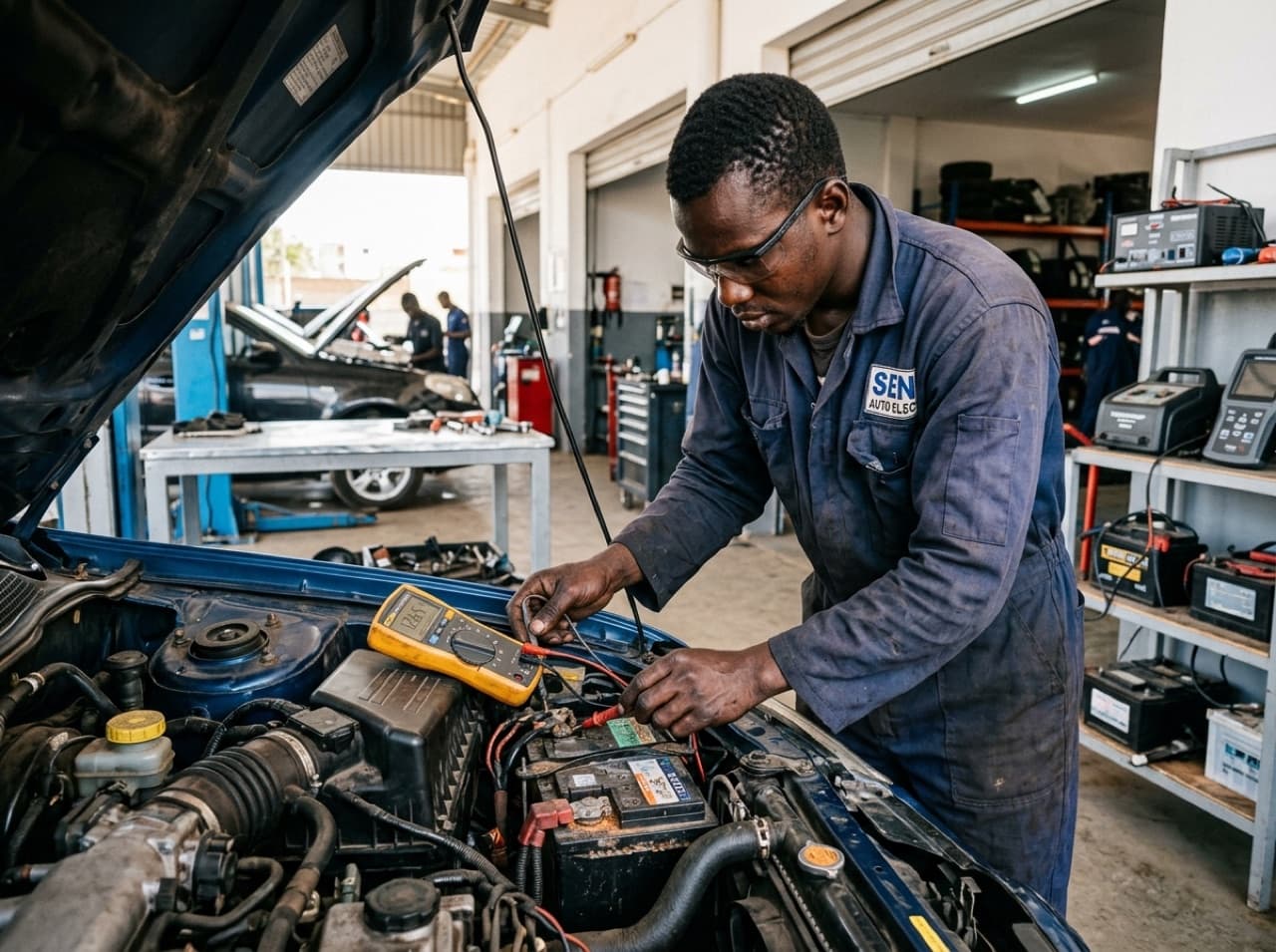 Électricien auto — prestataire au travail